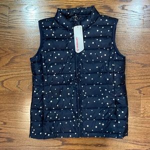 GapKids XXL navy blue puffer vest with silver stars